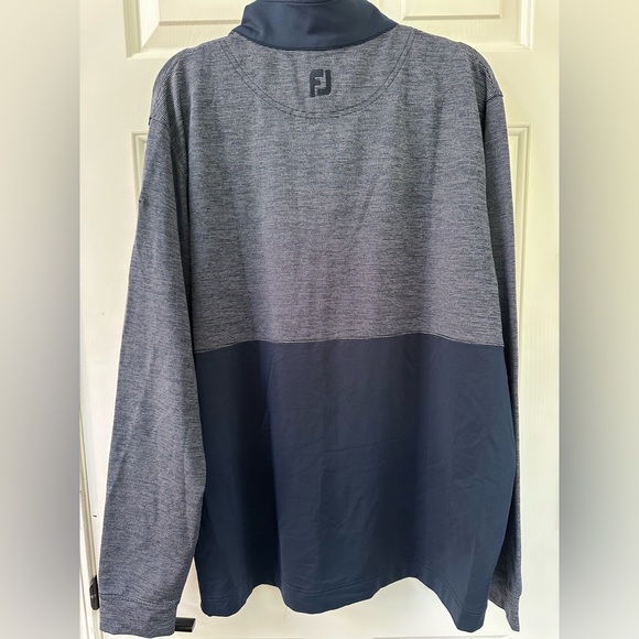 FootJoy Striped Navy and Gray 1/4 Zip Pullover - Picture 4 of 4
